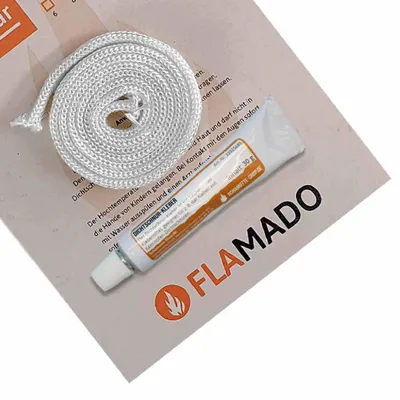 Produktbild von Hohlkordeldichtschnur (Glasgewebe) Ofentür 8mm / 2m inkl. Kleber, passend für Jydepejsen **