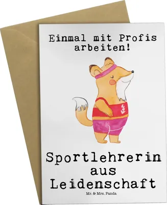 Produktbild von Mr. & Mrs. Panda neujahrskarte Sportlehrerin Leidenschaft - Weiß - Geschenk, einladungskarten, hochzeitskarten, Grußkarten, Glückwunschkarte, weihnachtskarten, osterkarte