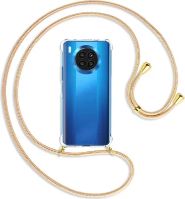 Produktbild von Handykette Backcover-Schutzhülle mit Band (Metall goldfarben) für Huawei nova 8i / Honor 50 Lite - Goldkordel