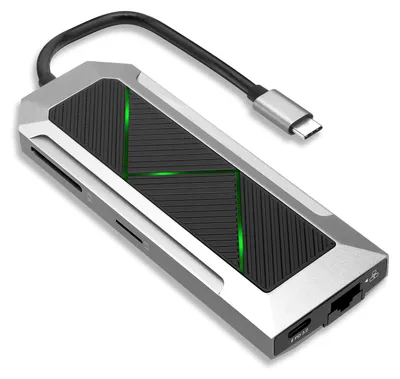 Produktbild von CELLONIC Multiport USB C Dongle - USB C auf HDMI Adapter 4K @ 60Hz, USB Typ C, 3x USB A PD 3.0, SD-kaart & Micro SD Reader, Ethernet - USB C Dongle kompatibel mit Mac OS, Windows, Android