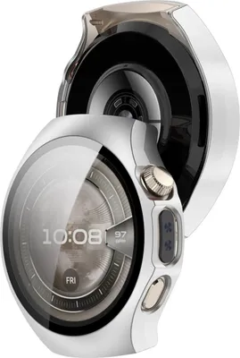 Produktbild von Schutzhülle mit Glas für Huawei Watch 5 46 mm, Bizon Case+Glass Watch, Satin Silber