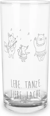 Produktbild von Mr. & Mrs. Panda Glas Waldtiere Aloha 200 ml - Transparent - Geschenk, Tanzen, Bär, Cocktailglas, Wasserglas, Lustige Sprüche, Longdrinkglas, Igel, Tumbler, Musik, Wald
