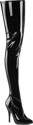 Produktbild von SEDUCE-4000 Pleaser vegan High Heels Crotch Overkneestiefel schwarz Stretch Lack