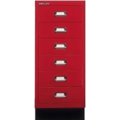 Produktbild von Büro-Schubladenschrank, BxTxH 279x380x670 mm, 6 Schubladen 87 mm, DIN A4, Sockel 80 mm hoch, kardinalrot