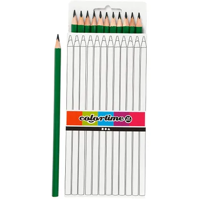 Produktbild von Colortime Buntstifte, Mine: 3 mm, L 17 cm, Grün, Basic, 12Stck.