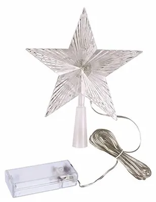 Produktbild von Weihnachtsbaumspitze 10 LED warmweiß mit Timer 18x22 cm Christbaum Stern