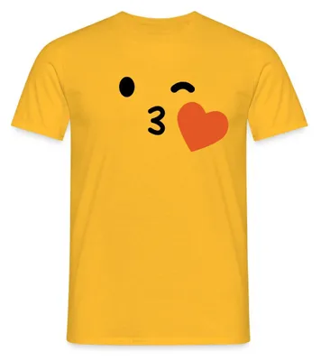Produktbild von Spreadshirt Emoticon Kuss Kostüm Karneval Gruppenkostüm Männer T-Shirt, XXL, Gelb