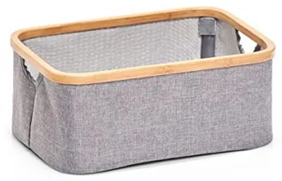 Produktbild von Aufbewahrungsbox aus Polyester und Bambus – Grau – 38 x 26 x 16 cm