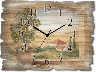 Produktbild von ARTland Holz Wanduhr Funkuhr - schwarzer Zeiger Fenster in der Toskana Größe: 40x30 cm
