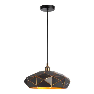 Productafbeelding van Hanglamp CATANIA, 1x E27/40W, mat zwart/goud/antiek messing, L: 39cm, B: 39cm, H: 114cm, dimbaar