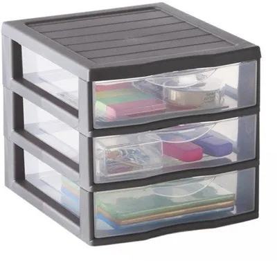 Obrázek produktu pro Plastová úložná věž, 3 zásuvky, formát A6, výška 17 cm