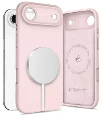 Imagen del producto de Funda de silicona Tech-Protect con MagSafe para iPhone 17, color rosa perla