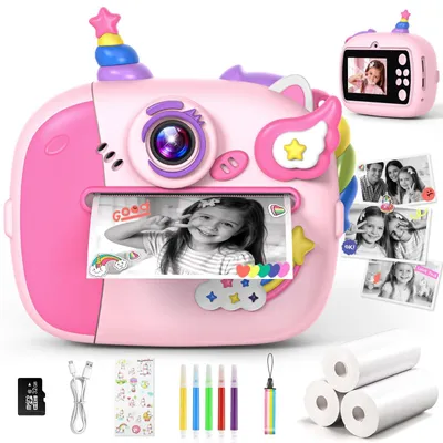 Produktbild von Sofortbildkamera Einhorn Geschenk für Mädchen Kinderkamera Mädchen 4 5 6 7 8 Jahre Spielzeug ab 3-12 Jahr Einhorn Spielzeug ab 5 6 7 8 Jahre Rosa
