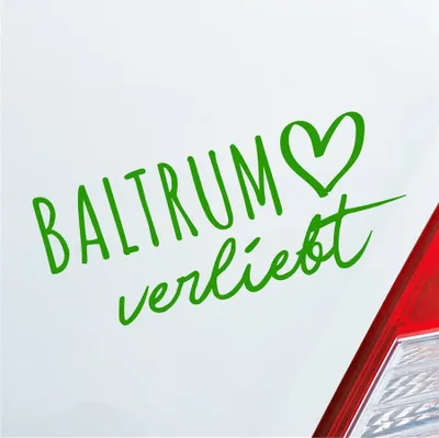 Produktbild von Auto Aufkleber Baltrum verliebt Herz Insel Nordsee Liebe Car 19x8 cm Hellgrün Sticker Heckscheibenaufkleber