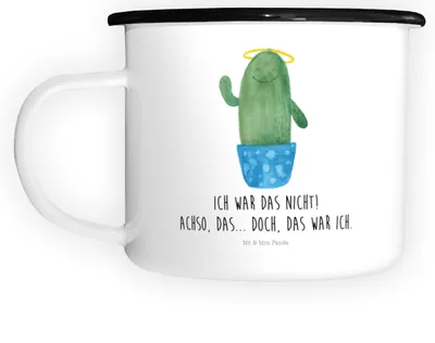 Produktbild von Mr. & Mrs. Panda Pott Kaktus Heilig - Weiß - Geschenk, Lustig, Emailletasse, Bruder, Kakteen, Große Tasse, Teetasse, Familie, Heiligenschein, Emaille Becher, Teebecher
