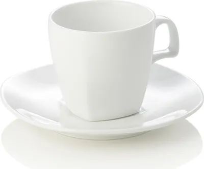 Produktbild von 4x Cappuccinotasse mit Untertasse Set, 180 ml, weiß, Porzellan