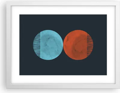 Produktbild von Gerahmtes Poster - Weißer Rahmen - Abstraktion Blau Rot - 40x30 cm - Wand Bild - Wanddeko - Wandbilder - Kunstposter - Wandposter - Bilderrahmen - Bilder - Kunstdruck - P2WAA40x30-4720
