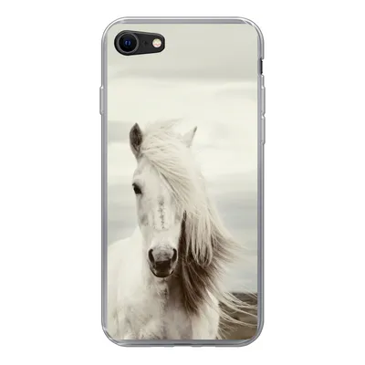 Produktbild von MuchoWow® Handyhülle Schutzhülle Hülle für iPhone SE 2022 Pferd - Strand - Mähne Silikon Softcase Handy Hülle - Schutzhülle