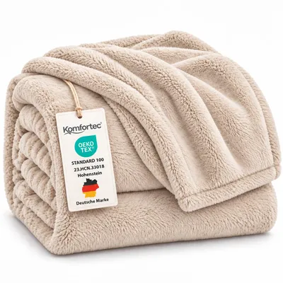 Produktbild von Wohndecke Kuscheldecke 260 g/m², flauschige Wohndecke, Fleecedecke, Ecru