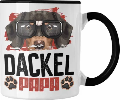 Produktbild von Trendation - Dackel Papa Besitzer Tasse Geschenk Lustiger Spruch Geschenkidee Dackel Liebhaber (Schwarz)