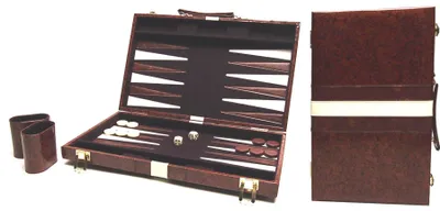 Immagine prodotto di HOT Games Backgammon valigia marrone in vinile 46x30 cm gioco di strategia