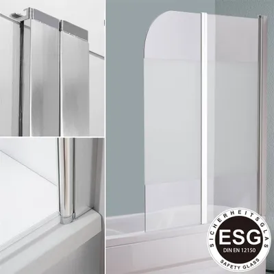Produktbild von Duschabtrennung Glas 141x117cm Teilsaniert Badewannenfaltwand Schwenkbar Aufsatz