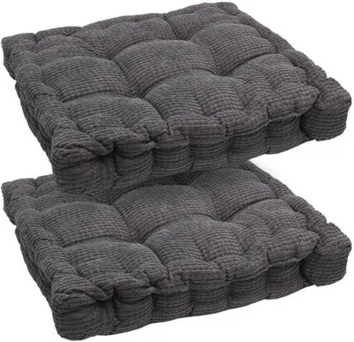 Productafbeelding van Unyqoos® Zitkussens, 40x40 cm (set van 2), donkergrijs, 8 cm dik, met een hoes van maïsvezel en vulling van PP-katoen, geschikt voor binnen en buiten, wasbaar op 30°C