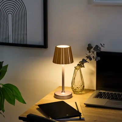 Image de Lampe De Table Tactile A Piles Or H26cm