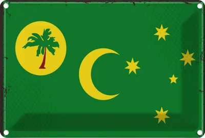 Produktbild von vianmo Blechschild 12x18 cm Kokosinseln Cocos Islands Flagge Fahne Wappen