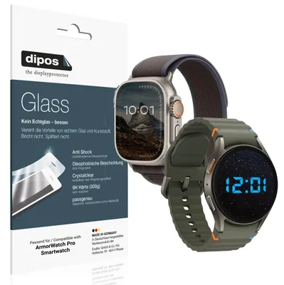 Produktbild von 2x Schutzfolie für ArmorWatch Pro Smartwatch - Anti-Shock 9H Folie dipos Glass Kunststoffglas