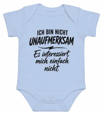 Productafbeelding van Ik ben niet onoplettend. Interesseert me. Statement. Sarcastisch. Babybody, lichtblauw, maat 3/6