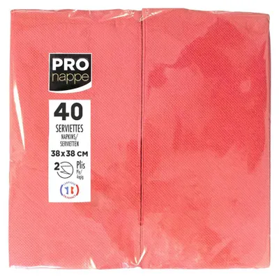Image de PROnappe SV623909I PROnappe serviettes rouges 2 plis 38,0 x 38,0 cm, 40 pcs.