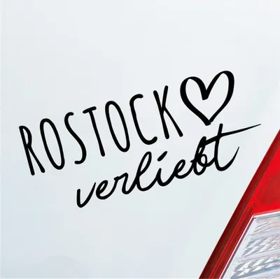 Produktbild von Auto Aufkleber Rostock verliebt Herz Stadt Heimat Liebe Car 19x8 cm Schwarz Matt Sticker Heckscheibenaufkleber