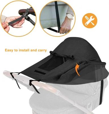 Immagine prodotto di Copertura parasole per passeggini, protezione UV, impermeabile, elasticizzata, accessorio per passeggini, nero