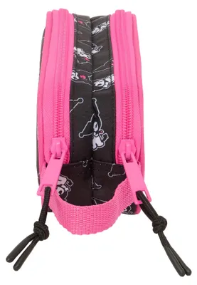 Produktbild von Kuromi Doppelmäppchen Schwarz/Fuchsia 21x6x8 cm für Kinder, Schulmäppchen, M