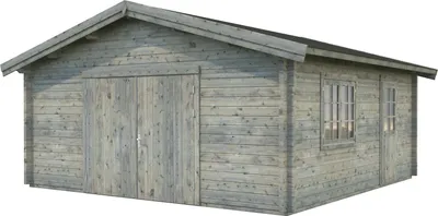 Produktbild von Palmako Garage Roger 27,7 m² - 70 mm - mit Holztor Grau tauchimprägniert