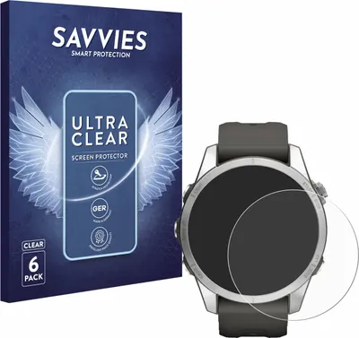 Produktbild von 6x Für Garmin Fenix 7S Pro Solar (42 mm) Schutzfolie Savvies Displayschutz Display Schutz Folie Klar Transparent