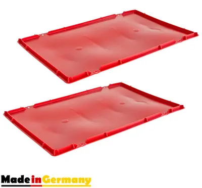 Produktbild von Eurobox 1-30 x Deckel Fleischerkiste 40 x 60 cm Fleischkiste Metzgerkiste Stapelkiste Eurokasten 40 x 60 cm Rot Auswahl Kingpower, Anzahl:2