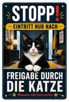 Produktbild von Blechschild Katze Stopp 20 x 30 cm Dekoschild AstraDesign
