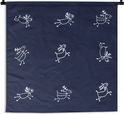 Produktbild von MuchoWow® Wandteppich Wandbehang Hirsche - Muster - Illustration 60x60 cm Tapisserie Dekoration Wandtuch - Dekorationen - Wand Decke