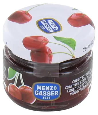 Imagen del producto de Mermelada de cereza extra Menz & Gasser 24 x 28 g, 672 g de peso total