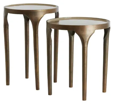 Zdjęcie produktu dla Zestaw stolików bocznych Light & Living LAPAZ antyczny brąz i taupe – Ø40x46+Ø36x52 cm