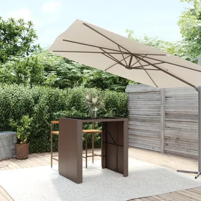 Produktbild von Bartisch mit Glasplatte Braun 105x80x110 cm Poly Rattan - Gartentische CC22058