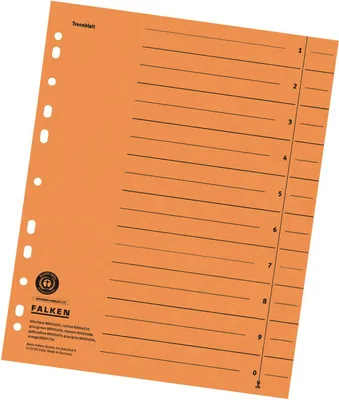 Produktbild von FALKEN Trennblatt DIN A4 Manilakarton orange schwarz