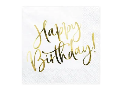 Zdjęcie produktu dla Serwetki urodzinowe z napisem Happy Birthday, 33cm, 20 szt.