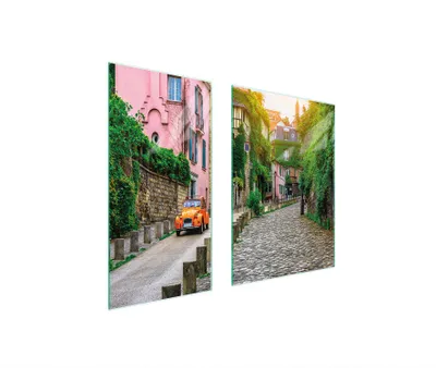 Image de Plaques de recouvrement de cuisinière 2 pièces 75x52 Couverture de champ en vitrocéramique Planche à découper ville voiture