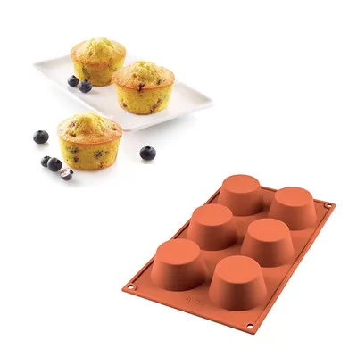 Obrázok produktu pre Silikomart SF023, Plech na muffiny, Obdĺžnikový, 0,6 L, Červená, Silikón, 35 mm