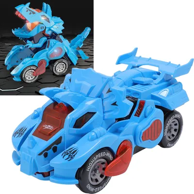 Produktbild von Verwandelndes Auto-Dinosaurier-Spielzeug, batteriebetrieben, elektrisch, mit leichter Musik für Kleinkinder, Kinder, Blau