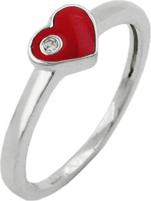 Produktbild von Ring Kinderring Herz-rot Zirkonia 925 Silber Kinder Innenumfang 42mm  Ø13.4mm