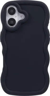 Image de Étui pour Apple iPhone 16 - Coque arrière en silicone Phonesta Wavy - Noir